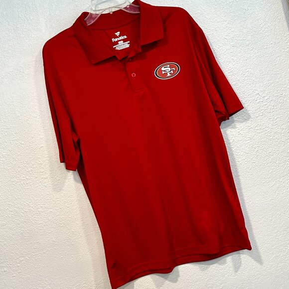 SF 49ers NFL Polo Shirt Fabletics Short Sleeves Football Red Stretch Mens Large - Picture 6 of 7